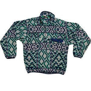Vtg Patagonia Aztec Synchilla Snap-T Pullover Fleece Small Granola Hiking Travel